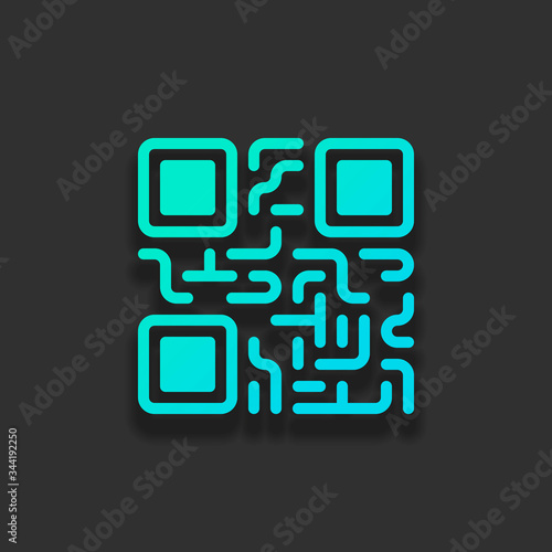 QR code. Technology icon. Colorful logo concept with soft shadow