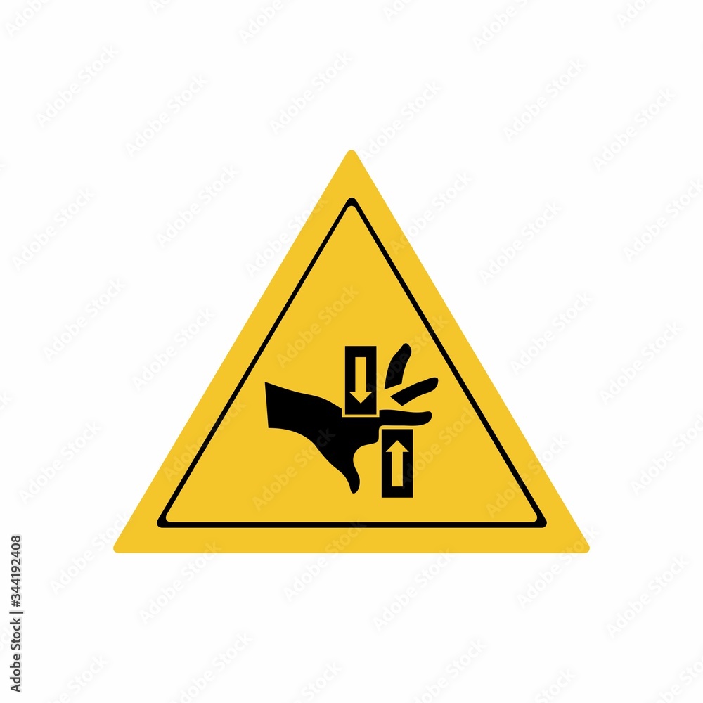 Crushing of hands sign or symbol. Vector design isolated on white background. Warning signs collection. Crushing of hands sign or symbol. Vector design isolated on white background. Warning signs collection.