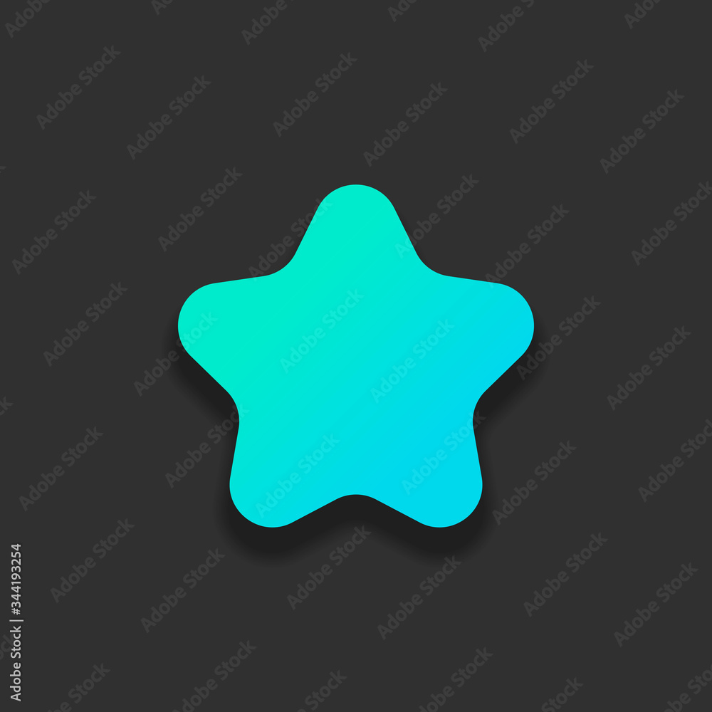 Simple star icon, sign of rating or rank. Colorful logo concept with soft shadow on dark background. Icon color of azure ocean Simple star icon, sign of rating or rank. Colorful logo concept with soft shadow on dark background. Icon color of azure ocean