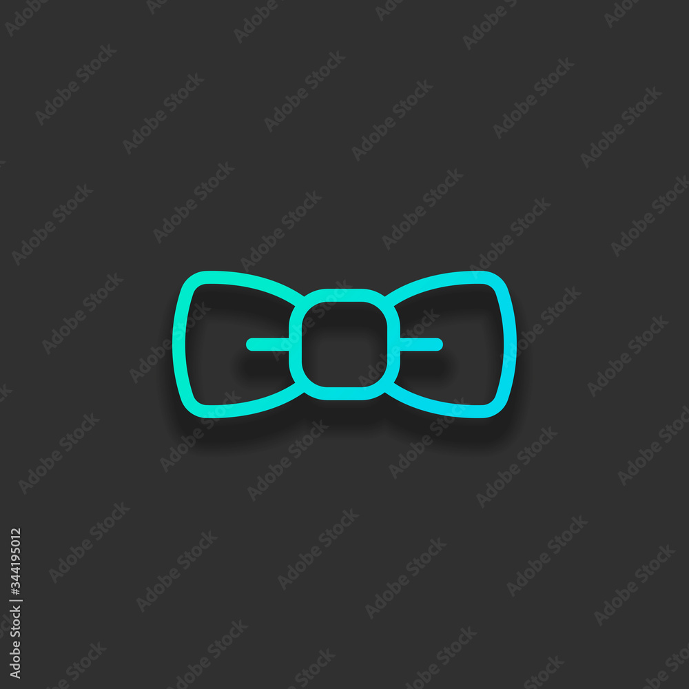 Bow tie, festive linear logo. Colorful logo concept with soft shadow on dark background. Icon color of azure ocean Bow tie, festive linear logo. Colorful logo concept with soft shadow on dark background. Icon color of azure ocean