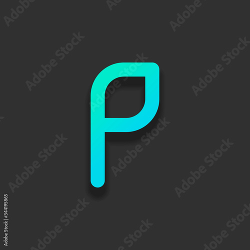 Letter P of alphabet, isolated outline symbol. Colorful logo concept with soft shadow on dark background. Icon color of azure ocean Free Download Letter P of alphabet, isolated outline symbol. Colorful logo concept with soft shadow on dark background. Icon color of azure ocean - GFXLoad
