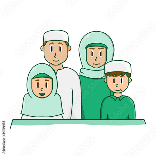 illustration islam asia family vector chatacter