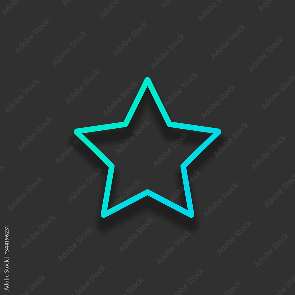 Simple star, rating symbol, outline design. Colorful logo concept with soft shadow on dark background. Icon color of azure ocean Simple star, rating symbol, outline design. Colorful logo concept with soft shadow on dark background. Icon color of azure ocean