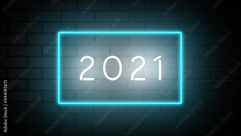Happy new year and holiday concept. 2021 neon sign on stone brick wall background. Happy new year and holiday concept. 2021 neon sign on stone brick wall background.