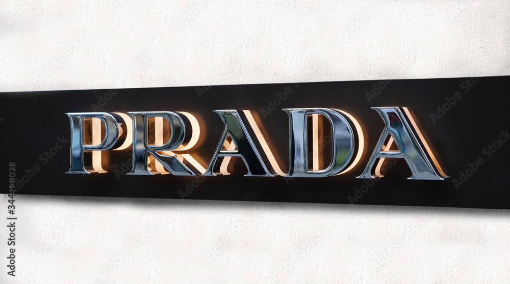 Frankfurt,Germany, 03/01/2020: Prada brand logo. Prada is a Italy luxury  fashion company. Founded in Milan, Italy since 1913. Stock Photo | Adobe  Stock