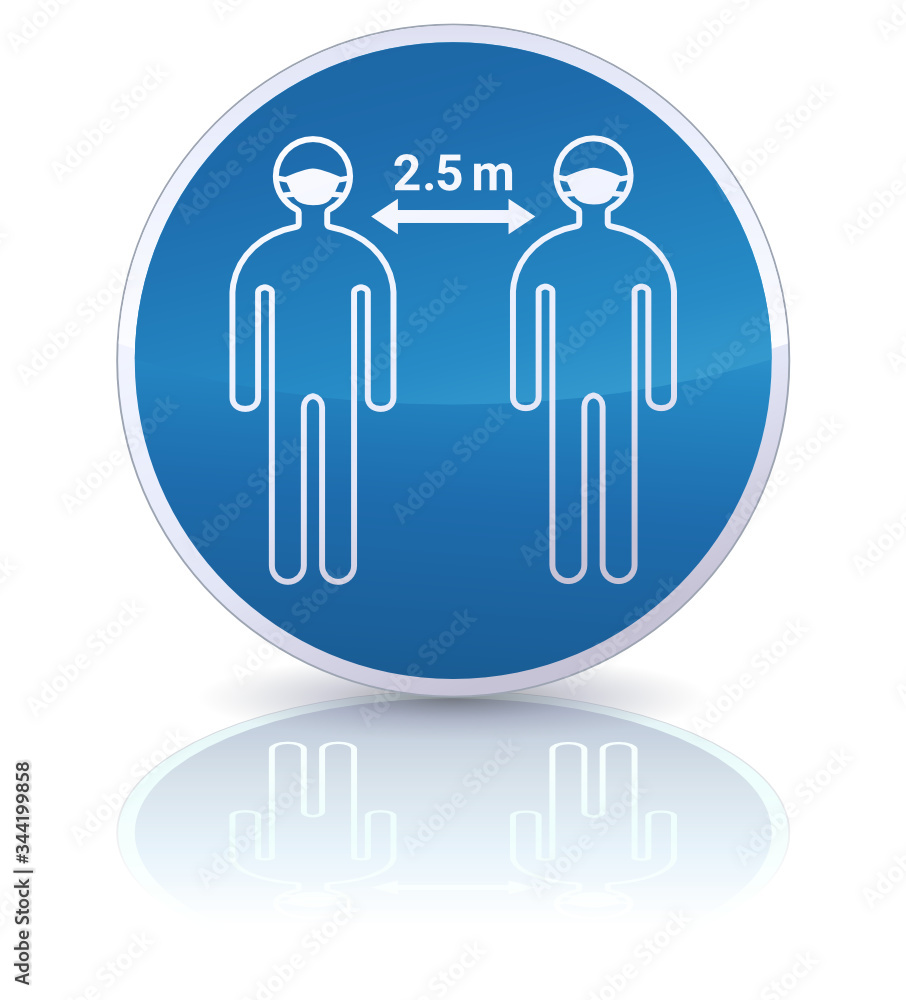 Panneau d'obligation de distanciation sociale de 2,5m et du port du masque (reflet) Panneau d'obligation de distanciation sociale de 2,5m et du port du masque (reflet)