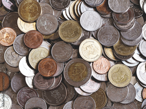 lots of thai coins money for background