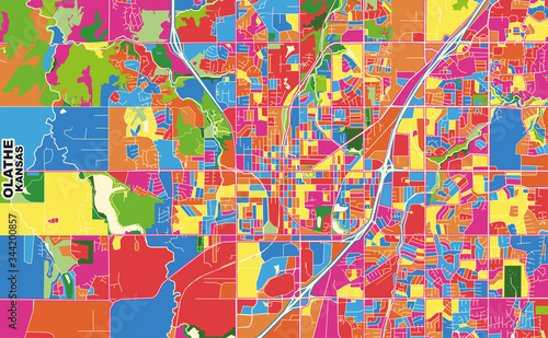 Olathe, Kansas, USA, colorful vector map