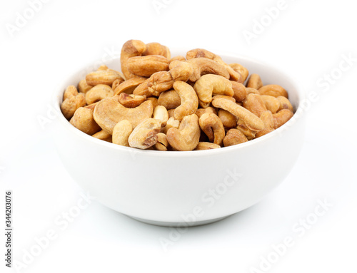 cashew nuts on white background