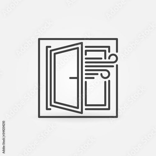 Opened Window vector Airing the Room concept icon or symbol in thin line style