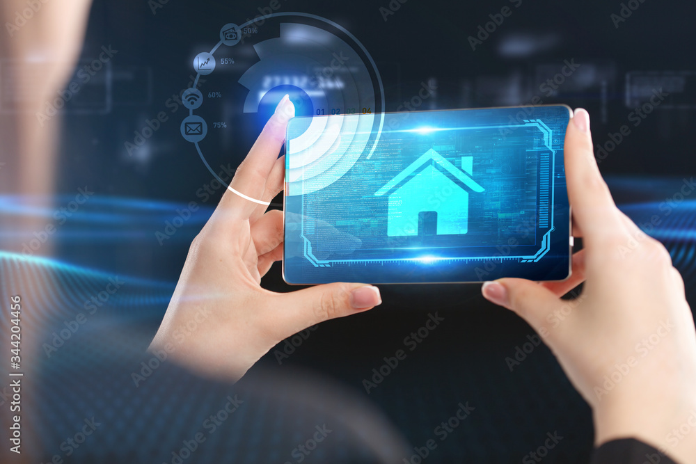 Obraz premium Business, Technology, Internet and network concept. Young businessman working on a virtual screen of the future and sees the inscription: