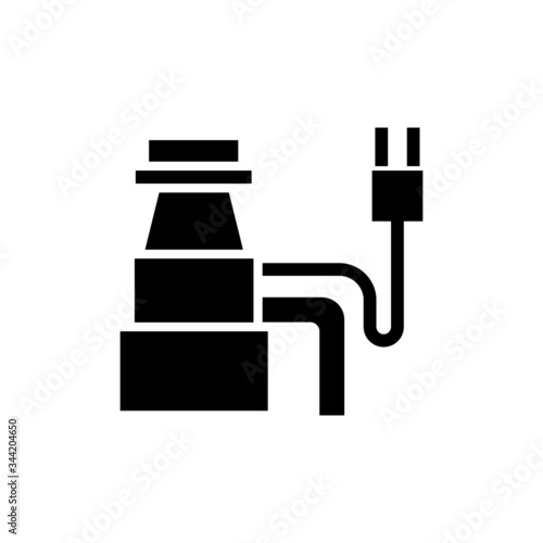 Garbage disposal vector icon in black flat shape design isolated on white background