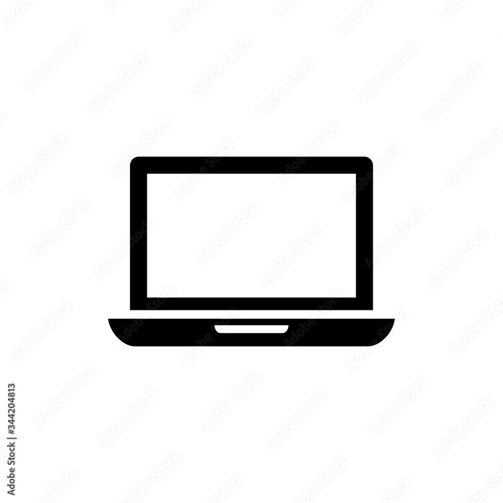 Laptop vector icon in black flat shape design isolated on white background Laptop vector icon in black flat shape design isolated on white background