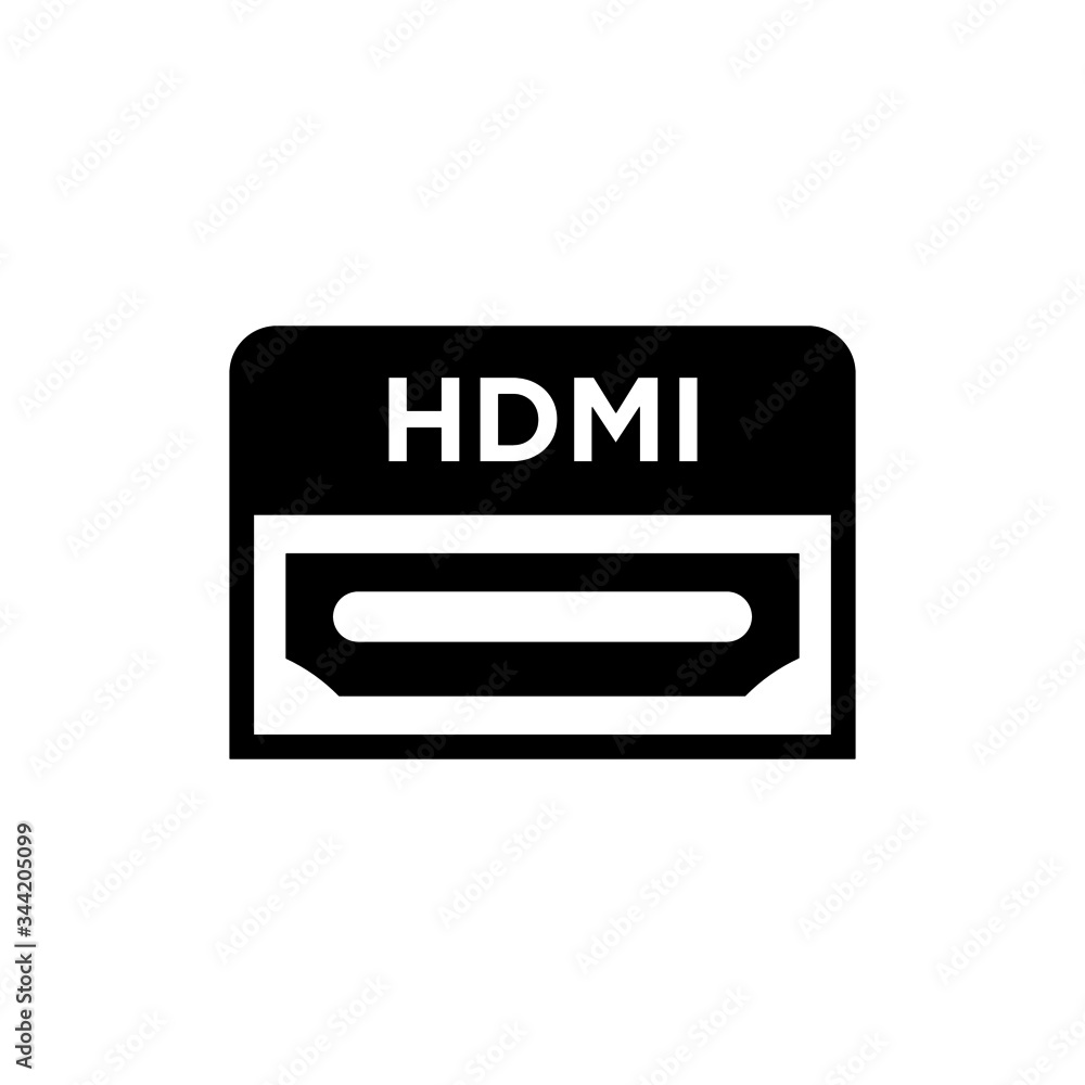 Hdmi vector in black flat shape design isolated on white background vector Stock | Adobe Stock
