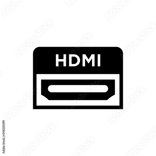 Hdmi vector icon in black flat shape design isolated on white background