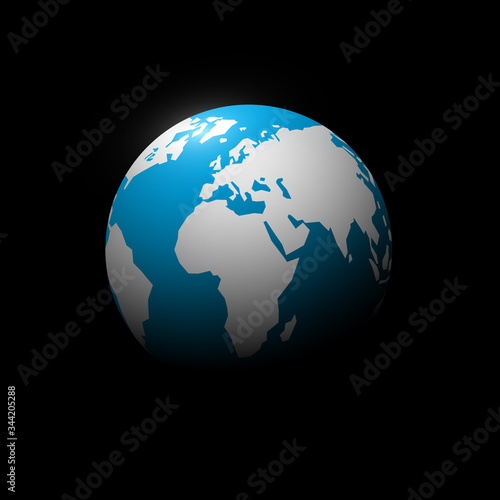Earth Symbol on Black Background. Paper Cut Vector Globe - Planet in Universe Vector Illustration.