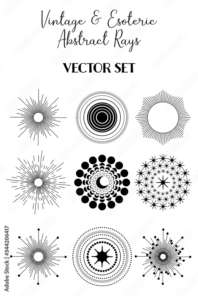 Vintage and Esoteric Abstract Rays. Vector EPS10