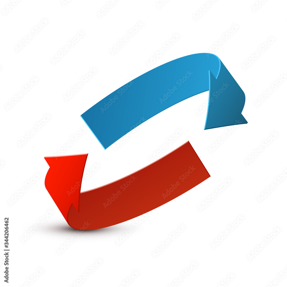 Vector Arrows. Red and Blue Arrow Icons Isolated on White Background. Vector Arrows. Red and Blue Arrow Icons Isolated on White Background.