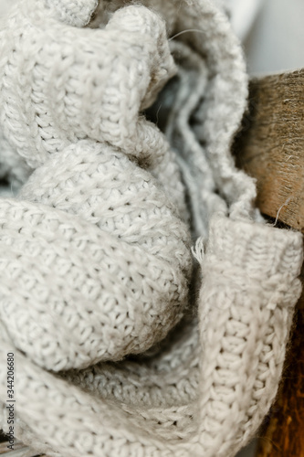 folds of beige wool close up © Andrey