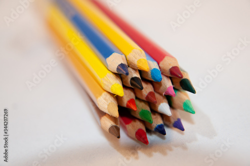 close up of colored pencils
