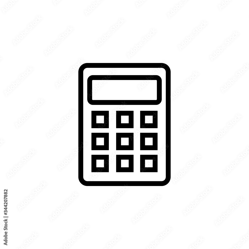 Calculator vector icon in outline, linear style isolated on white background Calculator vector icon in outline, linear style isolated on white background