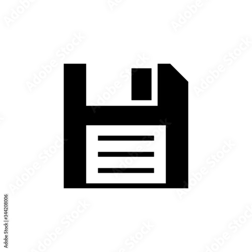 Floppy disk vector icon in black solid style isolated on white background