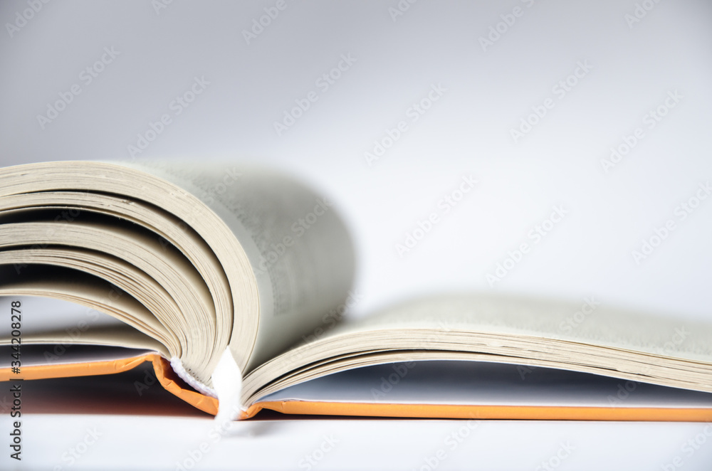 A small orange open book. A small orange open book.