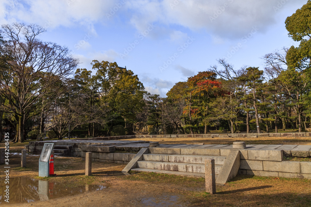 冬の広島城の風景