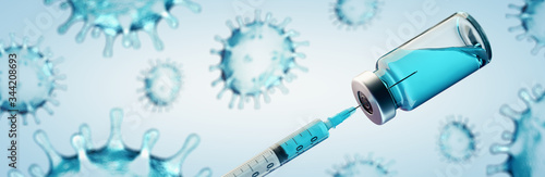 Fotografía Vaccination concept image with Coronavirus Covid-19 SARS-CoV-2 virus vaccine - p