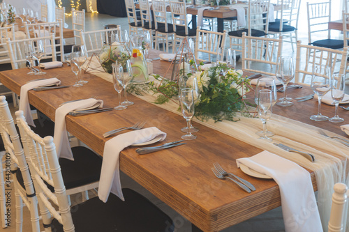 Elegant table setting at a wedding reception