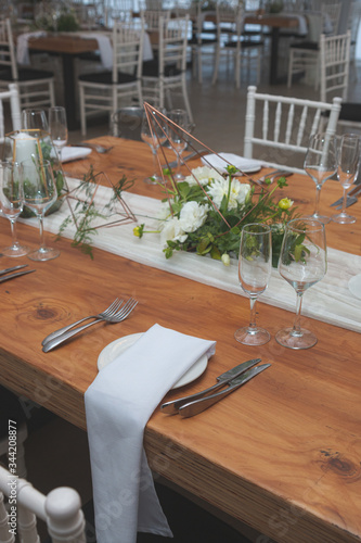 Elegant table setting at a wedding reception