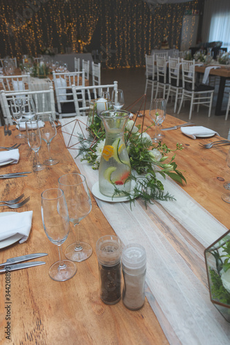 Elegant table setting at a wedding reception