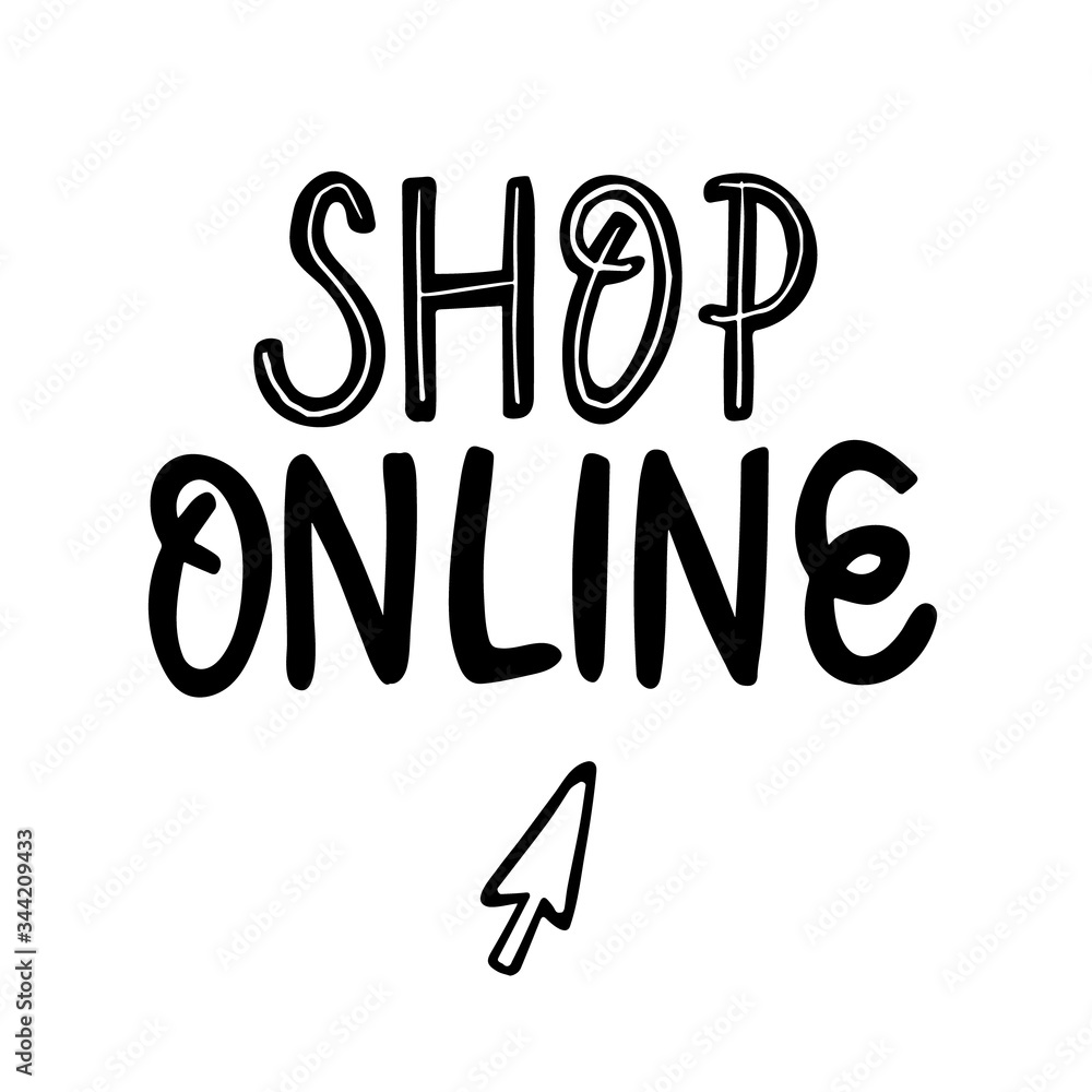 doodle Hand drawn vector lettering Shop online doodle Hand drawn vector lettering Shop online