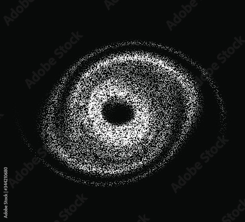 Cosmic nebula, swirl and spiral made of dots and particles.