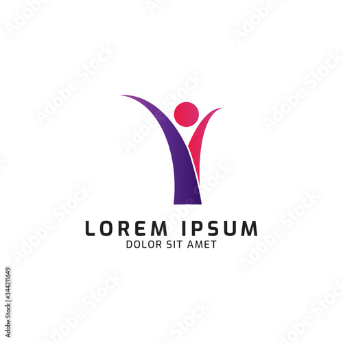 Letter y people logo icon template. Vector illustration. Modern design