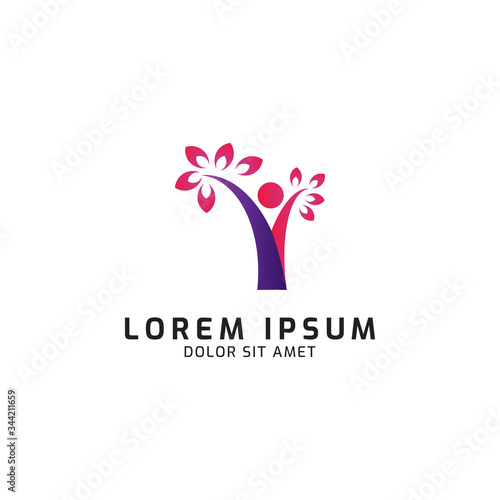 Letter y people logo icon template. Vector illustration. Modern design