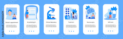 Neurology healthcare, MRI vector concept. Anatomical knowledge science of brain and senses diseases, for website and mobile website development,apps.