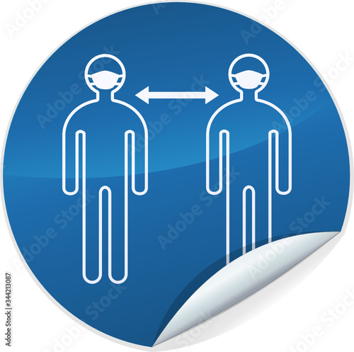 Sticker de port du masque et de distanciation sociale obligatoire (isolé)	