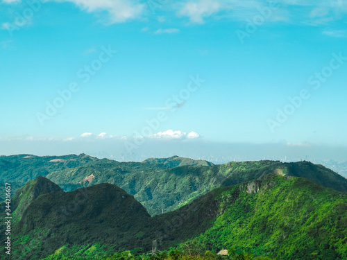 landscape with mountains and blue sky