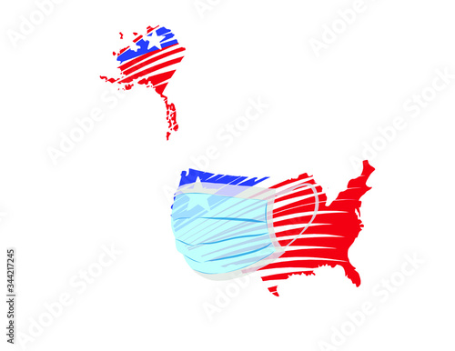 United States of America Coronavirus protection's mask USA Vector illustration covid-19 virus pandemic malady ailment trouble infirmity sickness illness novel coronavirus 2019-nCoV. coronavirus outbre