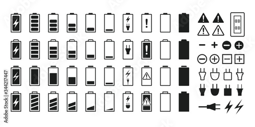 Battery and battery icon set photo