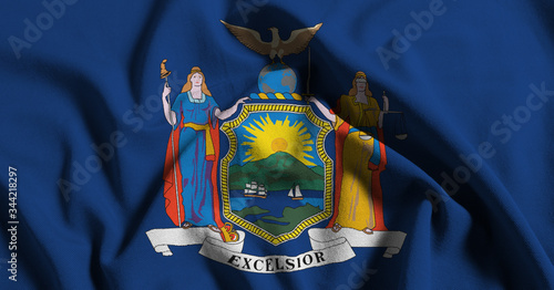 Flag of new york, USA with waving fabric texture 
