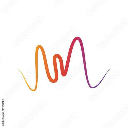 colorful wave design vector template illustration. letter m