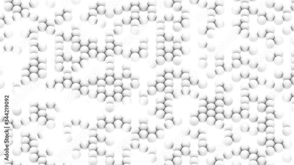 Elusive balls. White balls on a white background suddenly appear out of thin air and immediately disappear. Seamless loop.