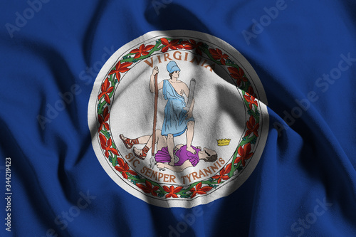 Flag of virginia, USA with waving fabric texture	