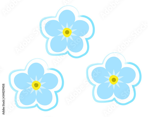Forget me not flower isolated on white background. Illustration. 