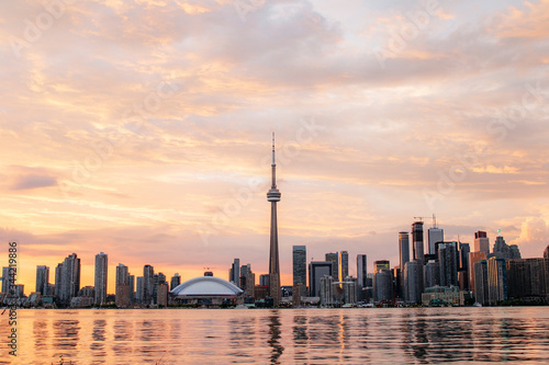 Toronto city skyline at sunset from Toronto Island