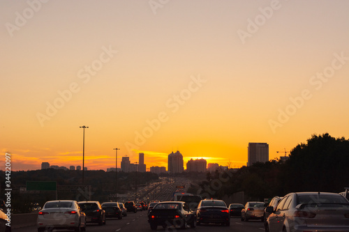Photography Heavy traffic jam in the evening in Toronto Ontario Canada