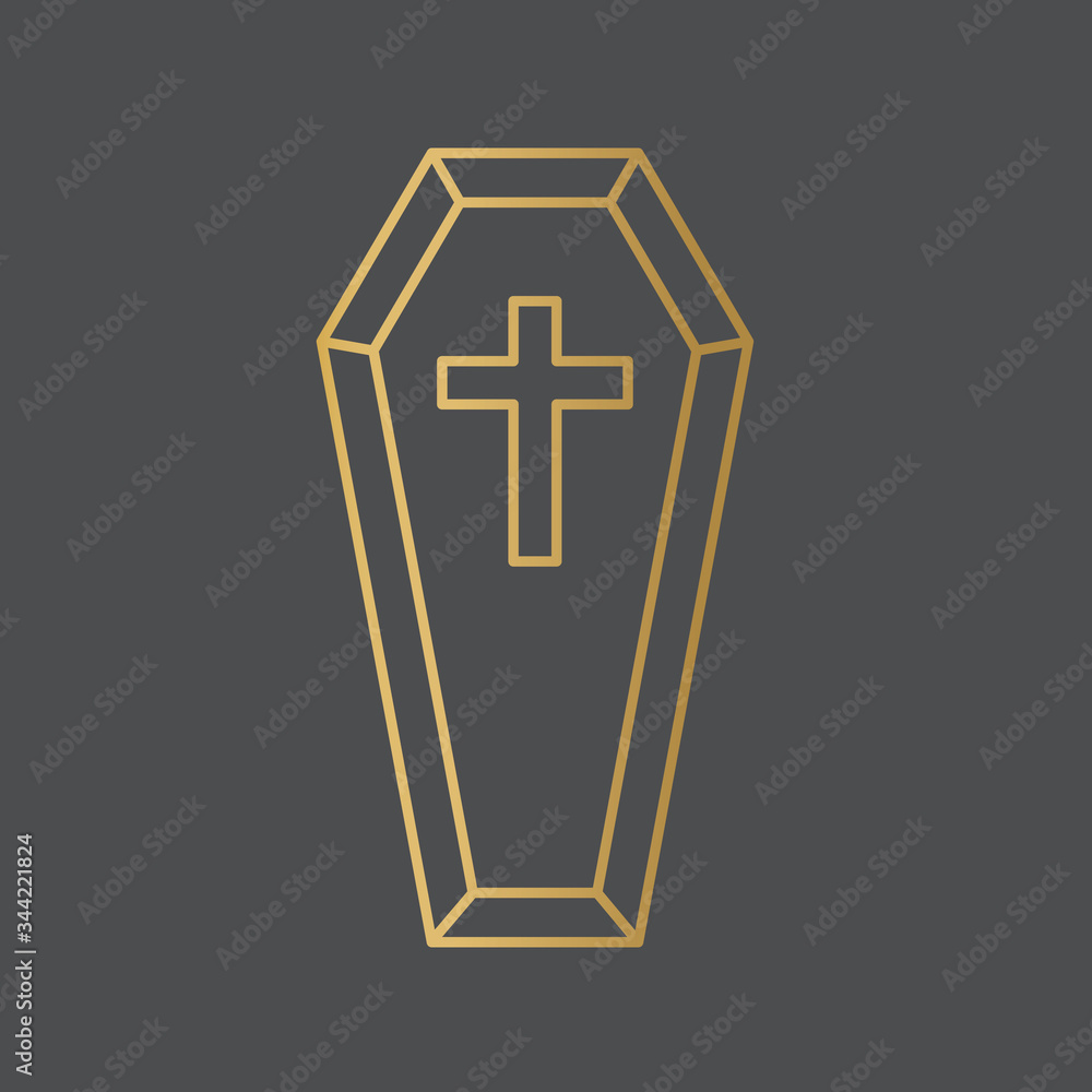 golden coffin with cross- vector illustration golden coffin with cross- vector illustration