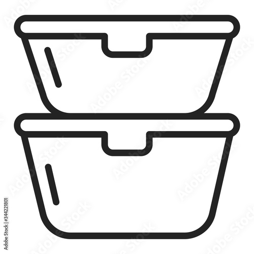 Reusable lunchboxes line black icon. Zero waste lifestyle. Metallic containers for food storage. Outline pictogram for web page, mobile app, promo.
